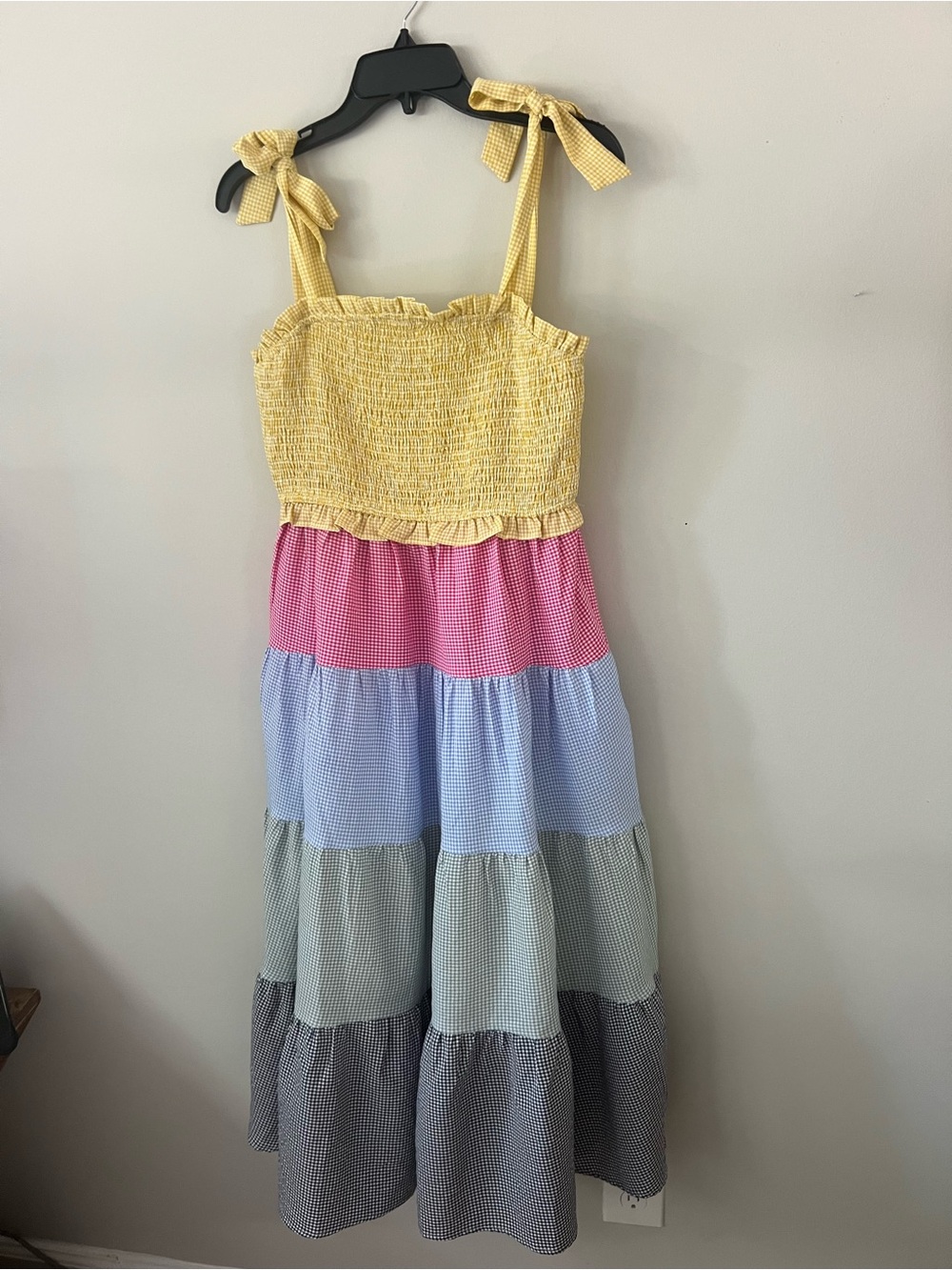 JODIFL Yellow Smocked Tiered Maxi Dress - Multicolor Gingham